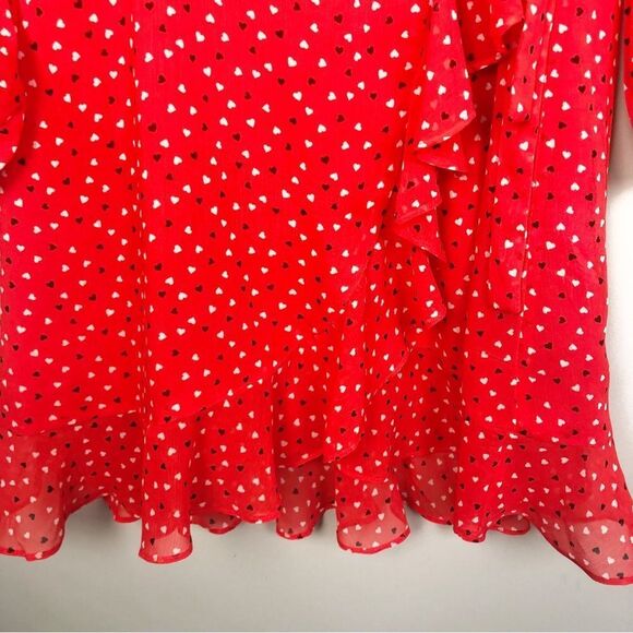 BANANA REPUBLIC | NEW Heart Print Red Wrap Style Mini Dress Women’s Size 2 - Picture 7 of 13